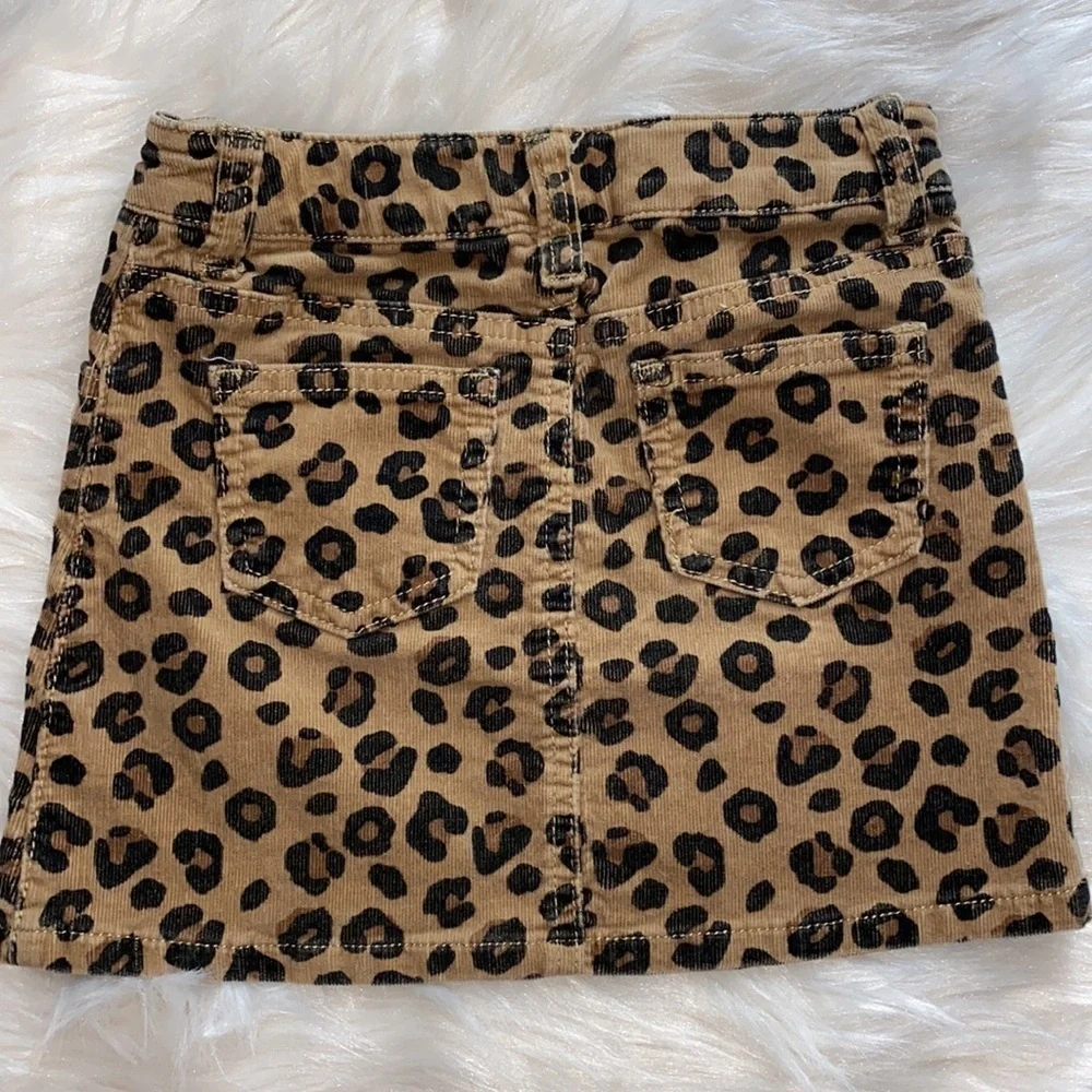 CAT & JACK Leopard Print Corduroy Skirt Sz XS/4-5